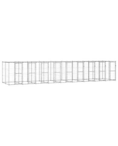 Chenil extérieur Acier galvanisé avec toit 21,78 m² | Mobilier & Déco
