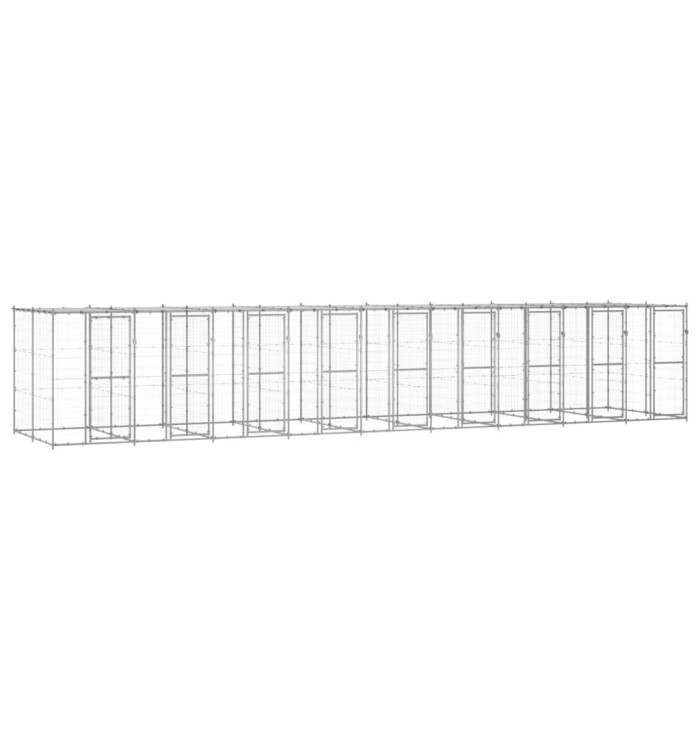 Chenil extérieur Acier galvanisé avec toit 21,78 m² | Mobilier & Déco