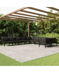 Salon de jardin 10 pcs avec coussins Aluminium Anthracite | Mobilier & Déco