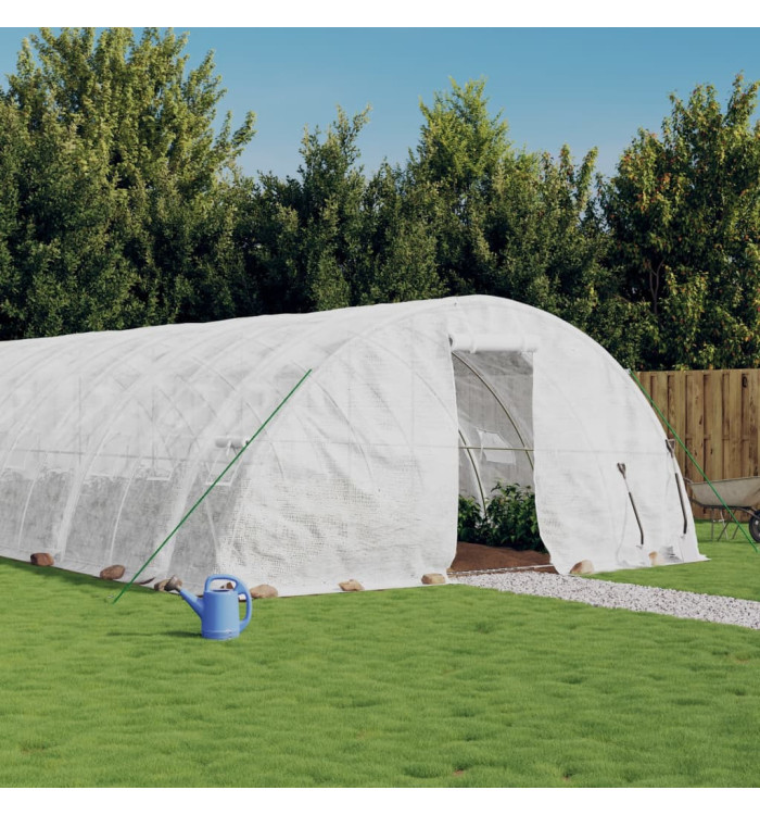 Serre avec cadre en acier blanc 120 m² 24x5x2,3 m | Mobilier & Déco