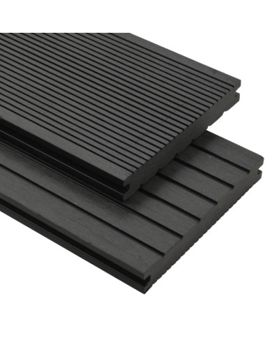 Panneaux de terrasse solides et accessoires WPC 30m² 2,2 m Noir | Mobilier & Déco