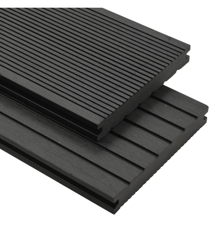 Panneaux de terrasse solides et accessoires WPC 30m² 2,2 m Noir | Mobilier & Déco
