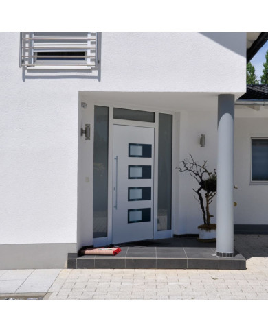 Porte d'entrée Blanc 110x210 cm Aluminium et PVC | Mobilier & Déco