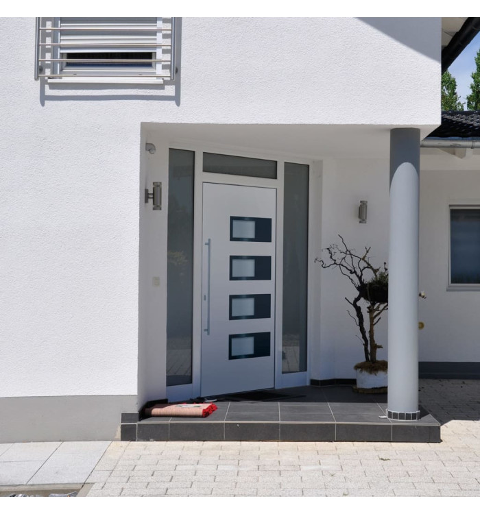 Porte d'entrée Blanc 110x210 cm Aluminium et PVC | Mobilier & Déco