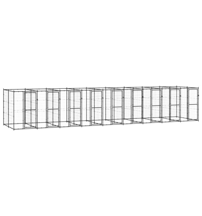 Chenil d'extérieur pour chiens Acier 21,78 m² | Mobilier & Déco