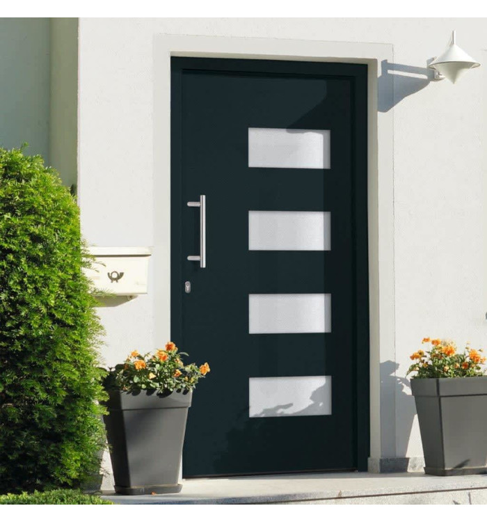 Porte d'entrée Aluminium et PVC Anthracite 100x200 cm | Mobilier & Déco