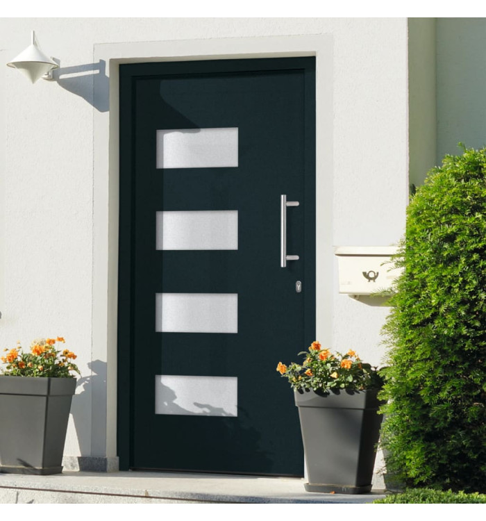 Porte d'entrée Aluminium et PVC Anthracite 100x210 cm | Mobilier & Déco