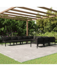 Salon de jardin 10 pcs avec coussins Aluminium Anthracite | Mobilier & Déco