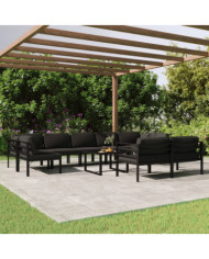 Salon de jardin 10 pcs avec coussins Aluminium Anthracite | Mobilier & Déco