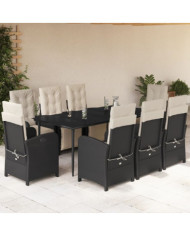 Ensemble à manger de jardin 9pcs coussins noir résine tressée | Mobilier & Déco
