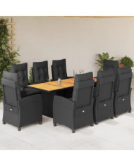 Ensemble à manger de jardin 9pcs coussins noir résine tressée | Mobilier & Déco
