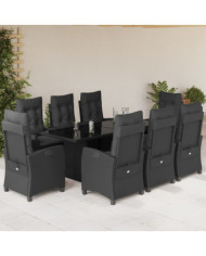Ensemble à manger de jardin 9pcs coussins noir résine tressée | Mobilier & Déco