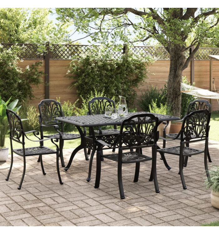 Ensemble à manger de jardin 7 pcs noir aluminium coulé | Mobilier & Déco