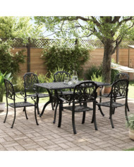 Ensemble à manger de jardin 7 pcs noir aluminium coulé | Mobilier & Déco