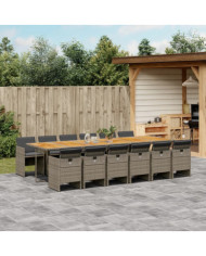 Ensemble à manger de jardin coussins 13 pcs gris résine tressée | Mobilier & Déco