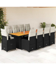 Ensemble de bistro de jardin 11 pcs coussins noir poly rotin | Mobilier & Déco