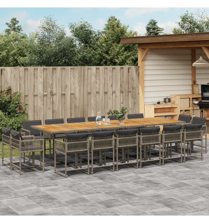 Ensemble à manger de jardin 17 pcs et coussins résine tressée | Mobilier & Déco