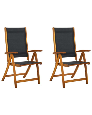 Chaises pliables de jardin lot de 2 Bois d'acacia et textilène | Mobilier & Déco