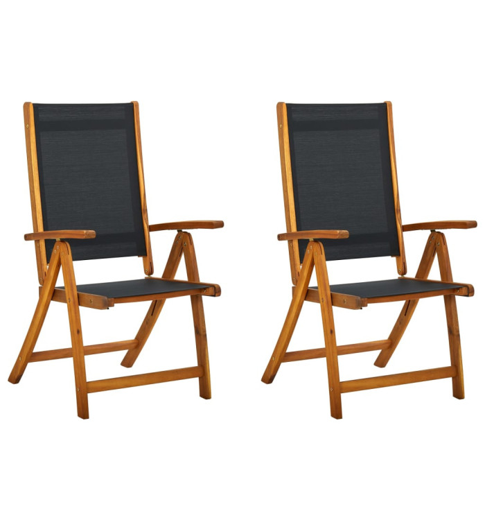 Chaises pliables de jardin lot de 2 Bois d'acacia et textilène | Mobilier & Déco