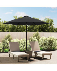 Parasol d'extérieur avec LED et mât en acier 300 cm Anthracite | Mobilier & Déco