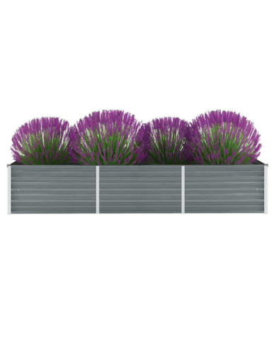 Lit surélevé de jardin Acier galvanisé 240x80x45 cm Gris | Mobilier & Déco