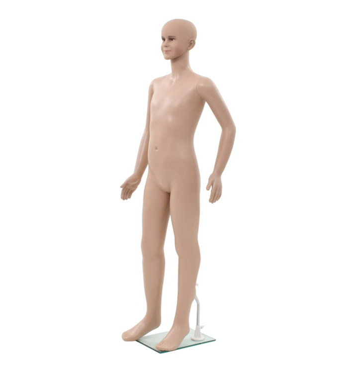 Mannequin enfant corps complet avec base verre Beige 140 cm | Mobilier & Déco