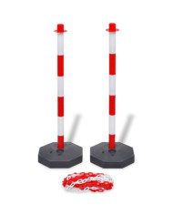 Ensemble de poteaux de balisage à chaîne 10 m Plastique | Mobilier & Déco