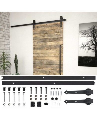 Kit de quincaillerie de porte coulissante SKIEN 200 cm noir | Mobilier & Déco