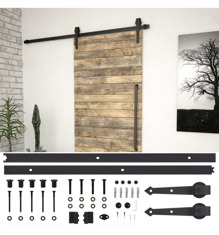 Kit de quincaillerie de porte coulissante SKIEN 200 cm noir | Mobilier & Déco