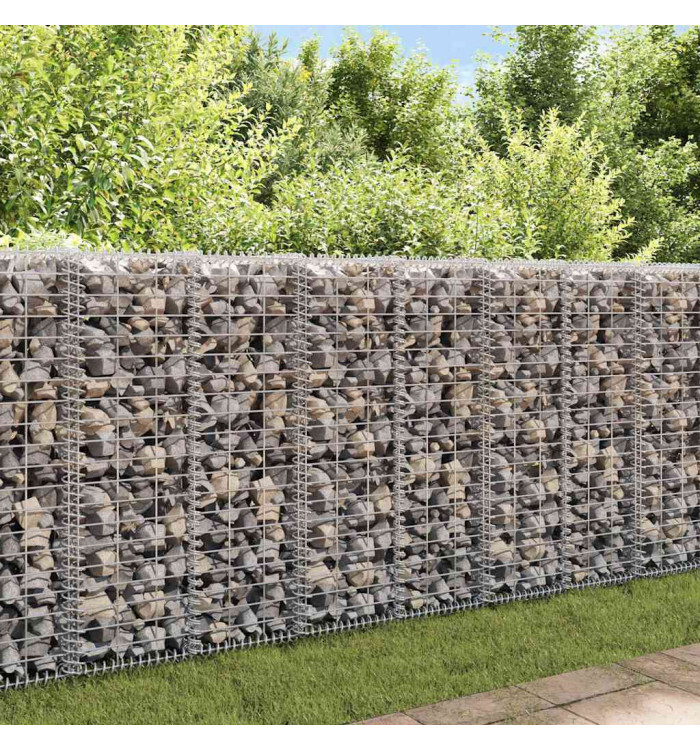 Mur à gabion avec couvercles Acier galvanisé 20x20x100 cm | Mobilier & Déco