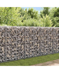 Mur à gabion avec couvercles Acier galvanisé 20x20x100 cm | Mobilier & Déco