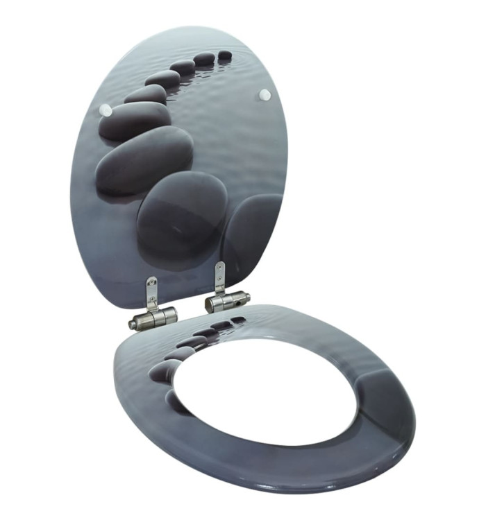 Siège de toilette MDF Couvercle à fermeture en douceur Pierres | Mobilier & Déco
