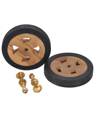 Roues de rechange pour transat 2 pcs Bois de teck solide | Mobilier & Déco