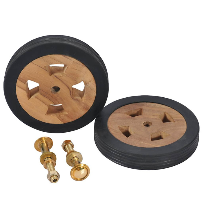 Roues de rechange pour transat 2 pcs Bois de teck solide | Mobilier & Déco