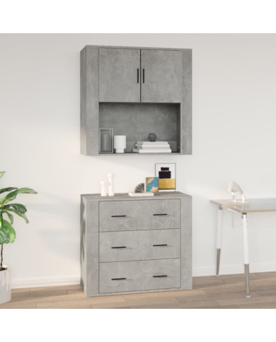 Armoire murale Gris béton 80x33x80 cm Bois d'ingénierie | Mobilier & Déco
