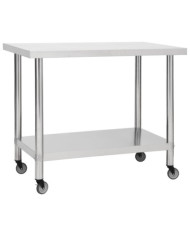 Table de travail de cuisine avec roues 100x30x85 cm Inox | Mobilier & Déco