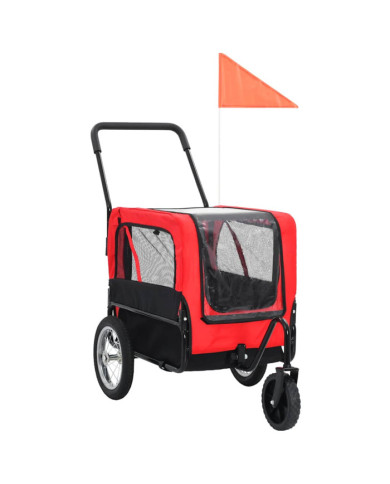 Remorque de vélo pour chiens et poussette 2-en-1 rouge et noir | Mobilier & Déco