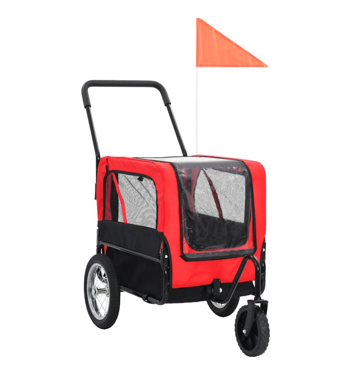 Remorque de vélo pour chiens et poussette 2-en-1 rouge et noir | Mobilier & Déco