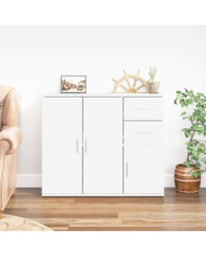 Buffet Blanc brillant 91x29,5x75 cm Bois d'ingénierie | Mobilier & Déco