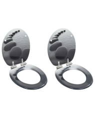 lot de 2 Sièges WC MDF couvercle à fermeture en douceur Pierres | Mobilier & Déco