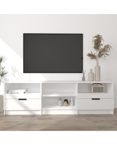 Meuble TV Blanc brillant 150x33,5x45 cm Bois d'ingénierie | Mobilier & Déco