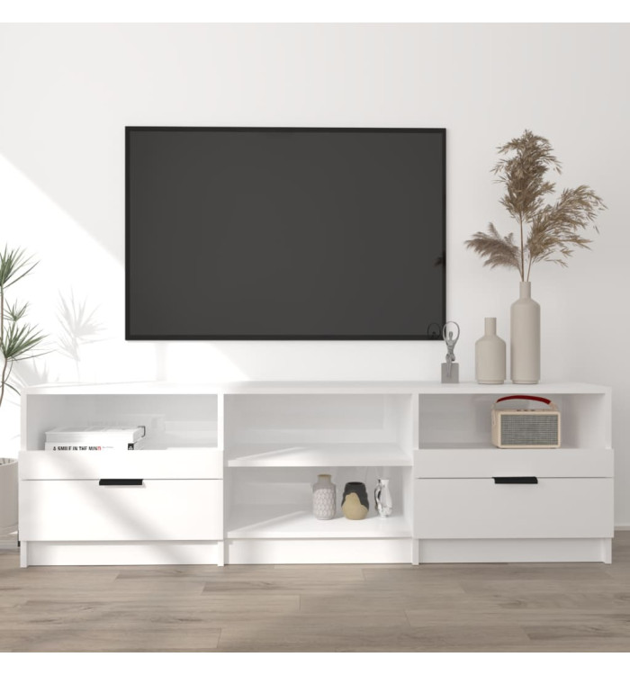 Meuble TV Blanc brillant 150x33,5x45 cm Bois d'ingénierie | Mobilier & Déco
