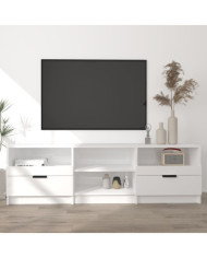 Meuble TV Blanc brillant 150x33,5x45 cm Bois d'ingénierie | Mobilier & Déco