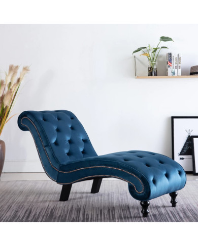 Chaise longue Bleu Velours | Mobilier & Déco