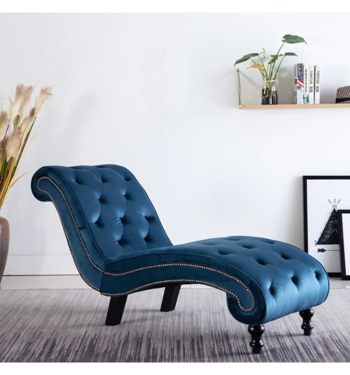 Chaise longue Bleu Velours | Mobilier & Déco