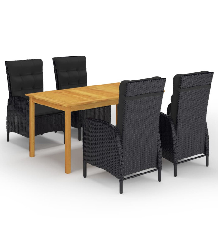 Ensemble à manger de jardin 5 pcs Noir | Mobilier & Déco