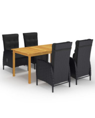 Ensemble à manger de jardin 5 pcs Noir | Mobilier & Déco