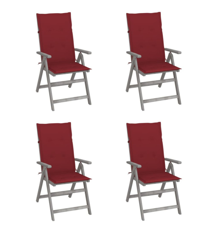 Chaises inclinables de jardin lot de 4 et coussins Bois acacia | Mobilier & Déco