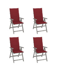 Chaises inclinables de jardin lot de 4 et coussins Bois acacia | Mobilier & Déco