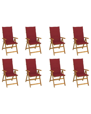 Chaises pliables de jardin avec coussins lot de 8 Bois d'acacia | Mobilier & Déco
